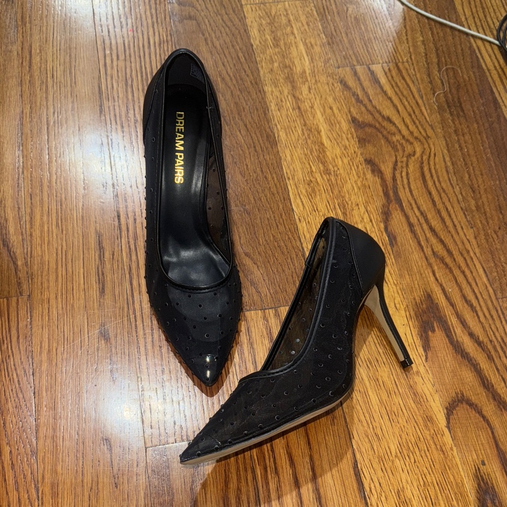 Dream Pairs Black Mesh Stiletto Heels